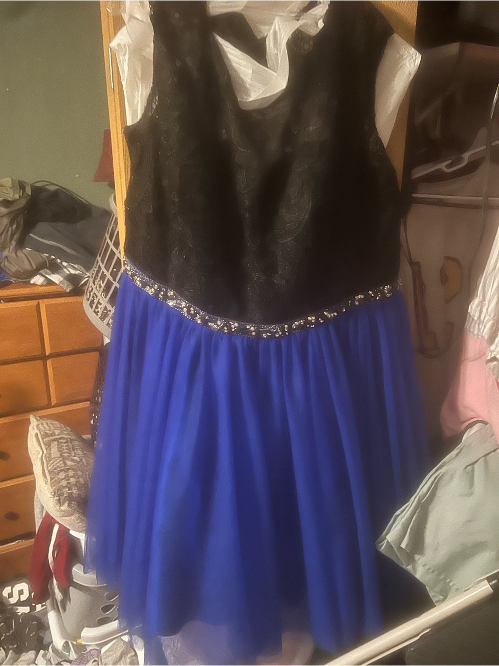 Sydney's Closet Black Bodice Royal Blue Tulle Party Dress